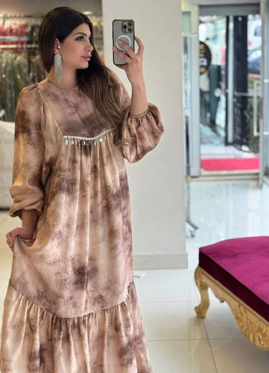 Tie-Dye Maxi Abaya with Crystal Detailing